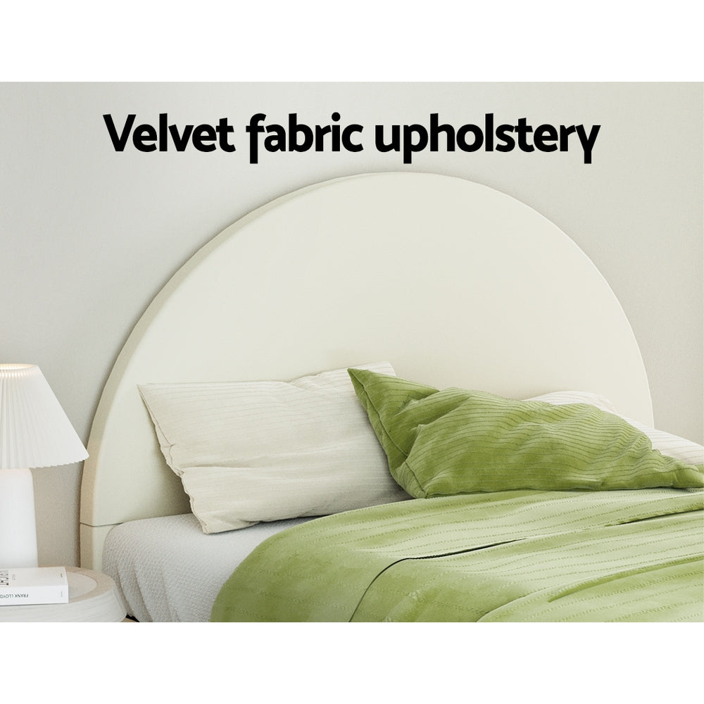 Bed Frame | Queen Size | Velvet | Cream | ELLA