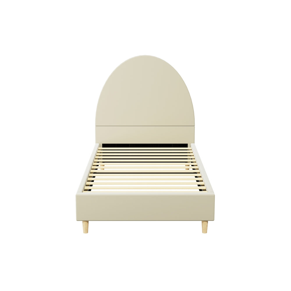 Bed Frame | Single Size | Velvet | Cream | ELLA