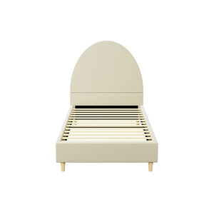Bed Frame | Single Size | Velvet | Cream | ELLA