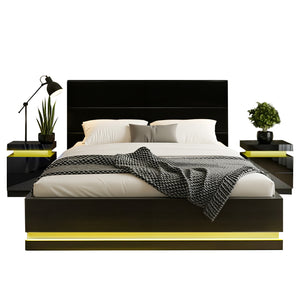 RGB LED Queen Bed Frame Set | 16 Colour Mood Lighting | Includes 2 Bedside Tables