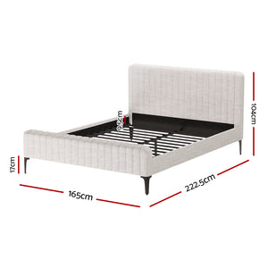 Queen Bed Frame + Pocket Coil Mattress Set | Linen Upholstered Platform Base