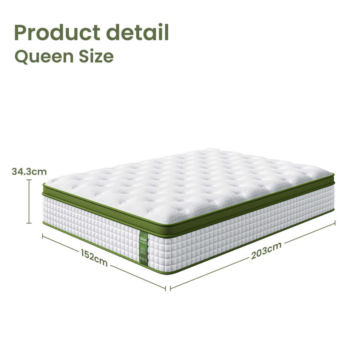 Queen Bed Frame + Pocket Coil Mattress Set | Linen Upholstered Platform Base