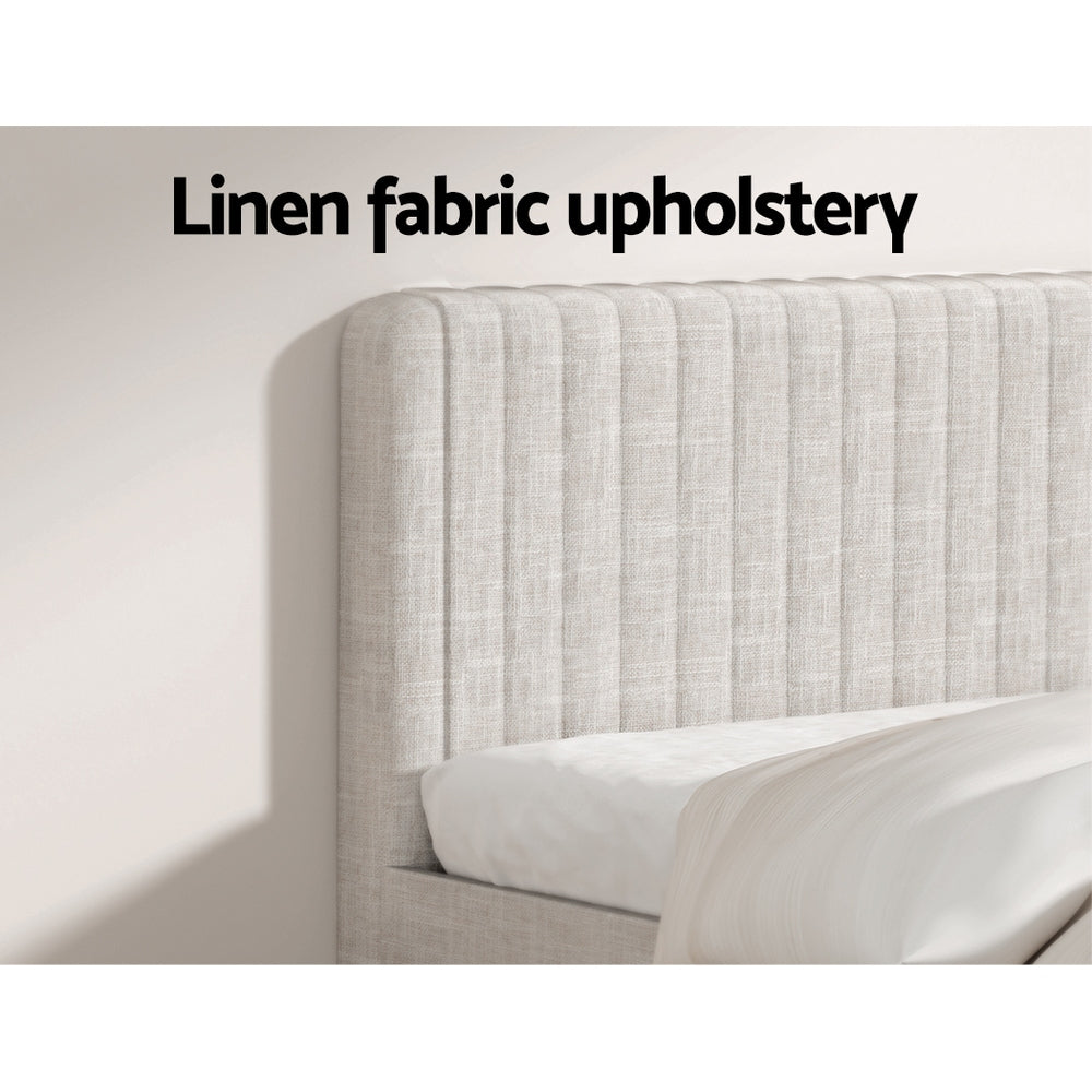 Queen Bed Frame + Pocket Coil Mattress Set | Linen Upholstered Platform Base