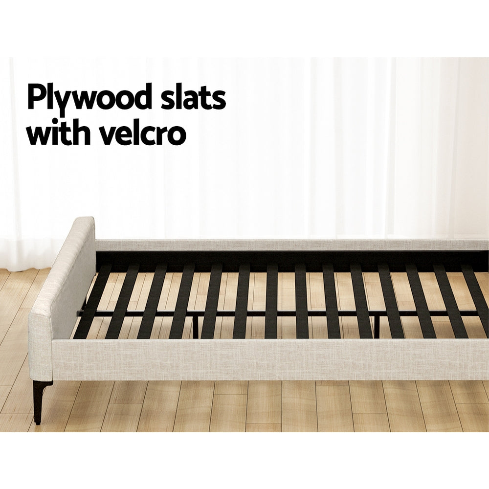 Queen Bed Frame + Pocket Coil Mattress Set | Linen Upholstered Platform Base