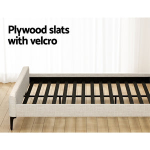 Queen Bed Frame + Pocket Coil Mattress Set | Linen Upholstered Platform Base