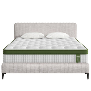 Queen Bed Frame + Pocket Coil Mattress Set | Linen Upholstered Platform Base