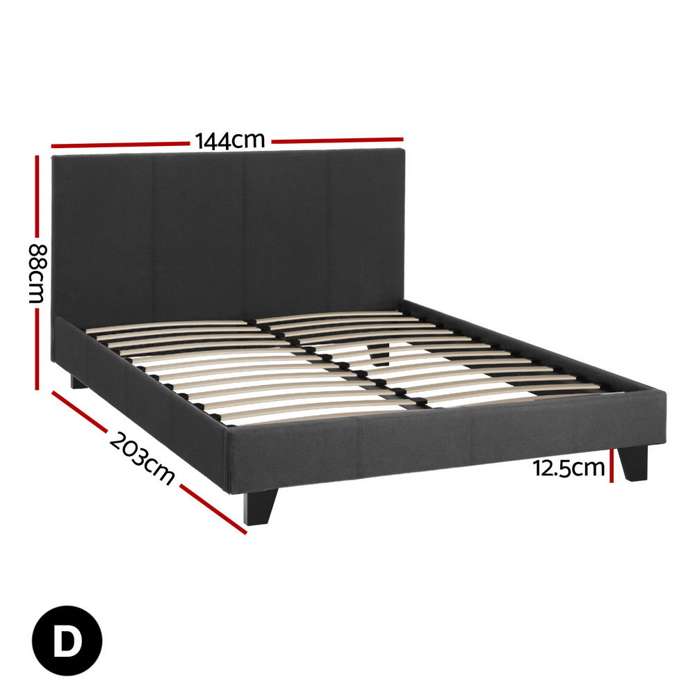 Double Bed Frame + Hybrid Mattress Set | Upholstered Platform Base | Pocket Coil