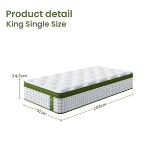 King Single Bed Frame + Hybrid Mattress Set | Boucle Upholstered Platform | White