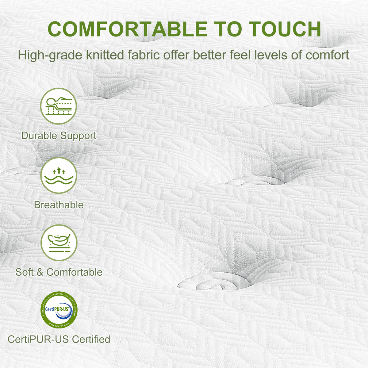 King Single Bed Frame + Hybrid Mattress Set | Boucle Upholstered Platform | White