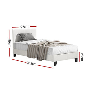 Single Bed Frame + Hybrid Mattress Bundle | With Headboard | Medium Firm | White