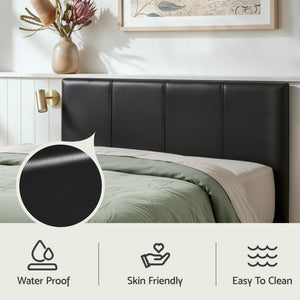 Artiss Gas Lift Queen Bed Frame and Bedside Table Set Leather Black