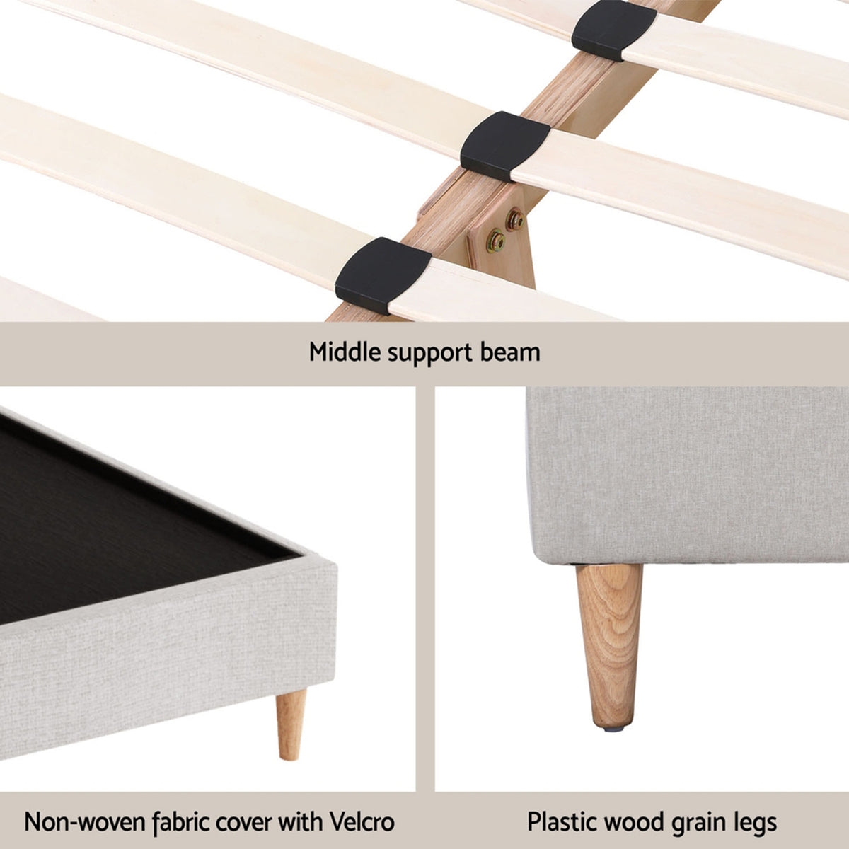 Queen Bed Frame | Scalloped Velvet Headboard | Wooden Platform Base | Storage