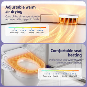 Electric Bidet Toilet Seat Cover | Heated Warm Water | Dryer | LED Night Light