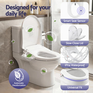 Electric Bidet Toilet Seat Cover | Heated Warm Water | Dryer | LED Night Light