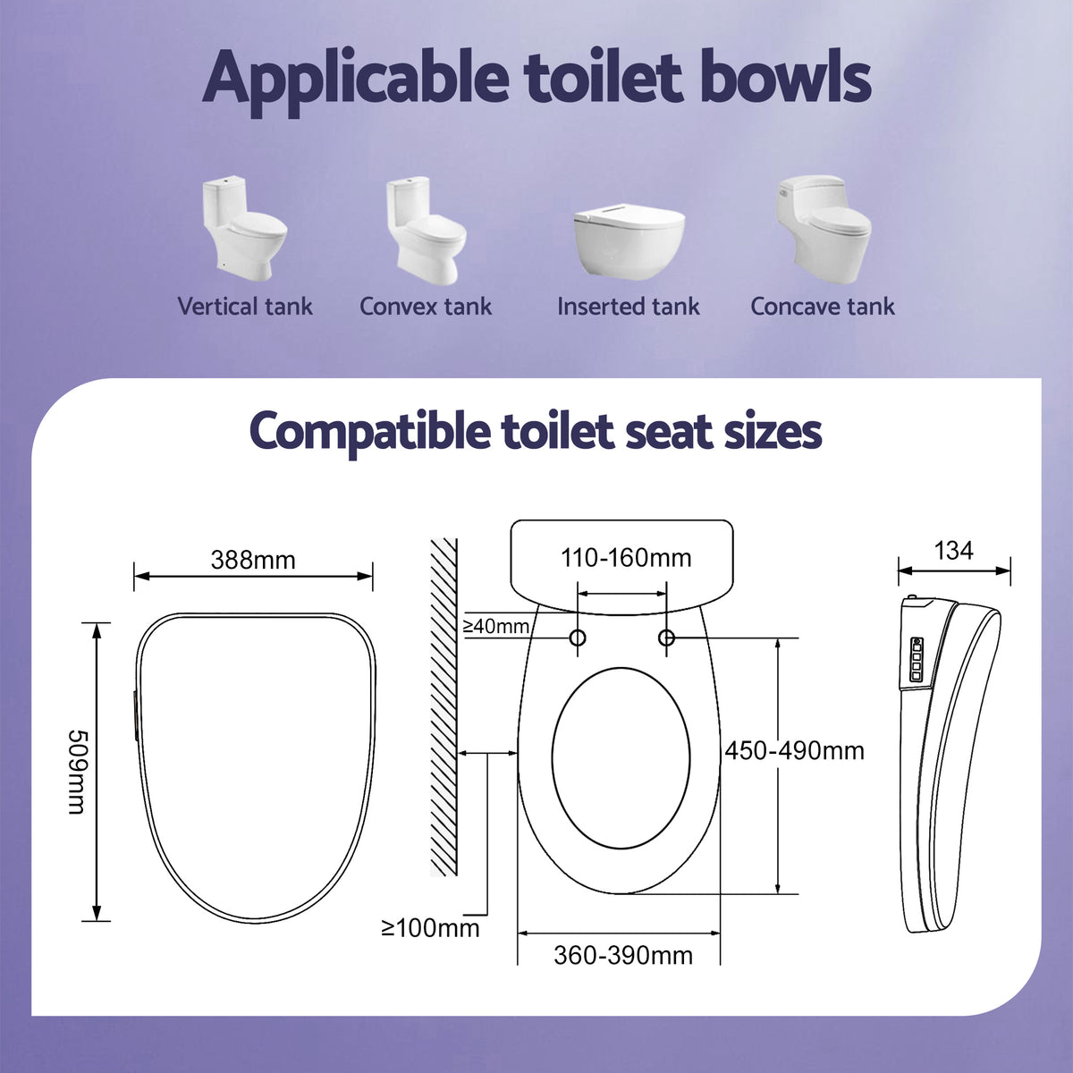 Electric Bidet Toilet Seat | Heated Dryer | Remote Control | Auto Wash
