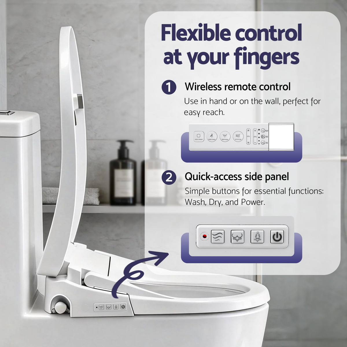 Electric Bidet Toilet Seat | Heated Dryer | Remote Control | Auto Wash