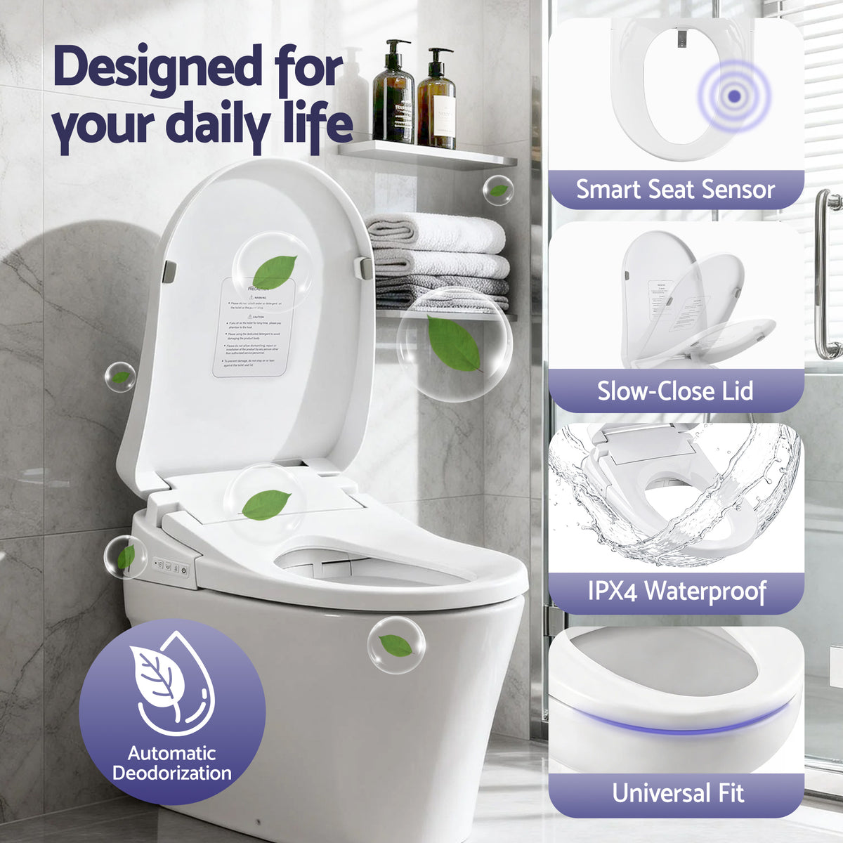 Electric Bidet Toilet Seat | Heated Dryer | Remote Control | Auto Wash