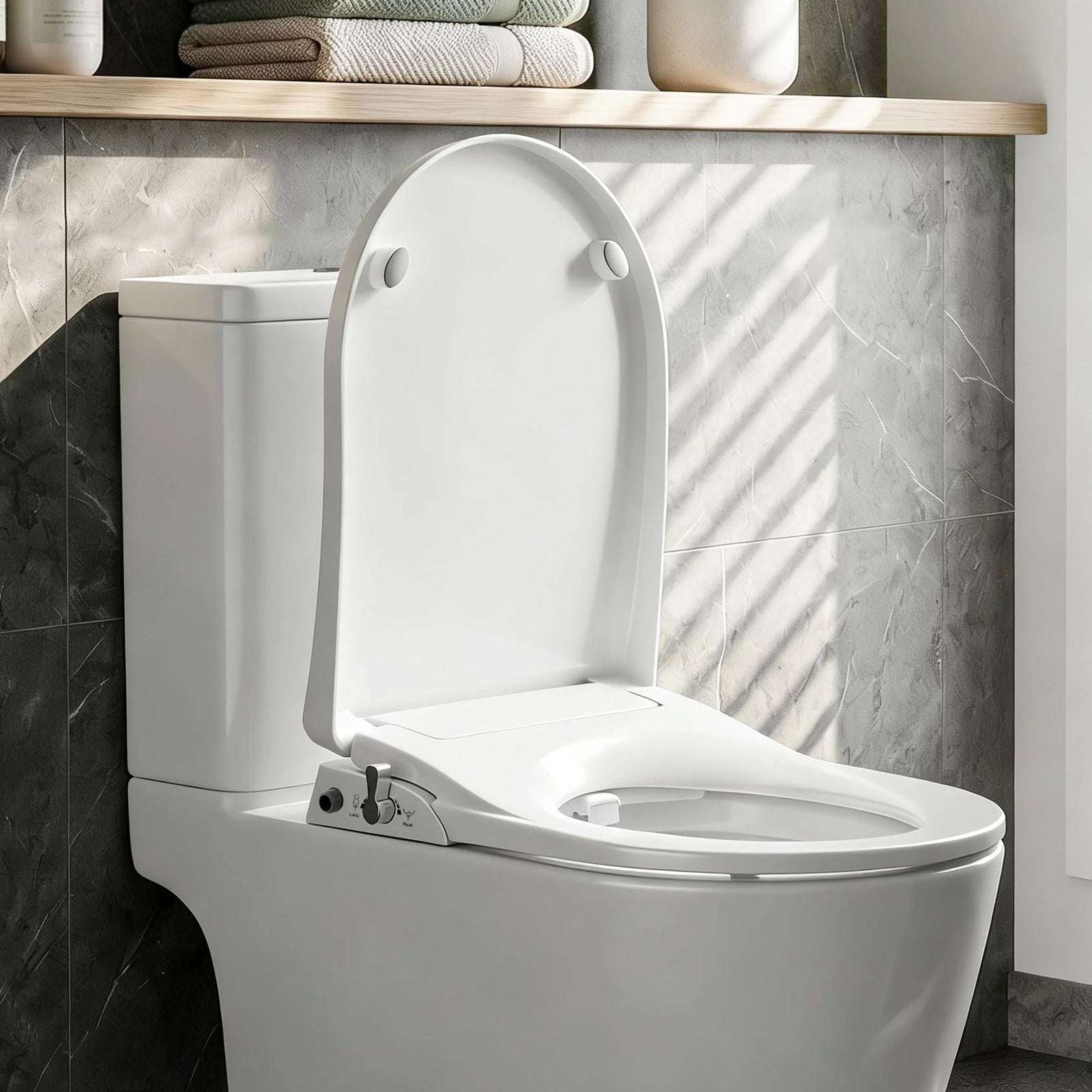 Non-Electric Bidet Toilet Seat | D-Shape Dual Nozzle Soft Close | WaterMark Certified