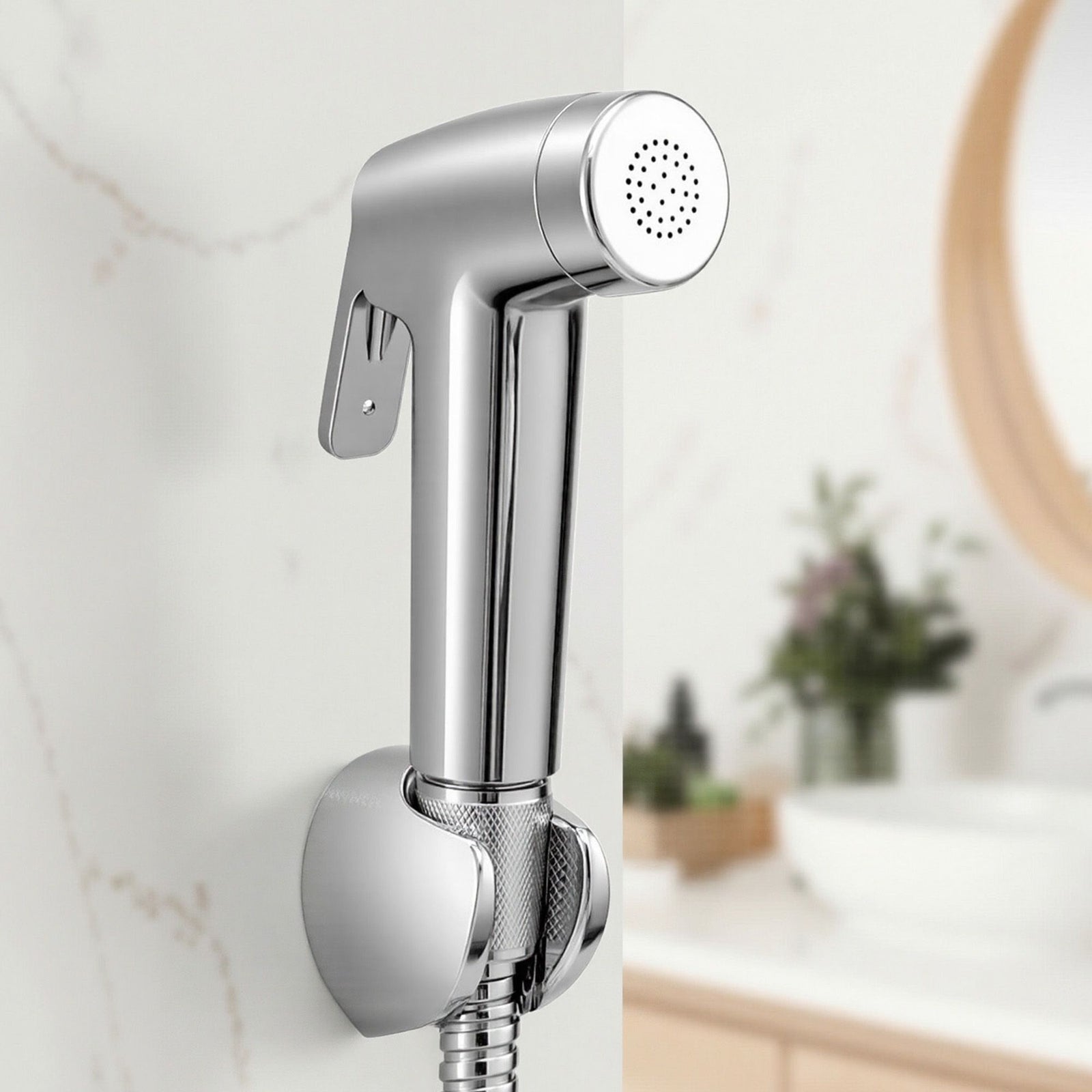 Handheld Bidet Sprayer | Stainless Steel Hose & Adjustable Pressure | Silver