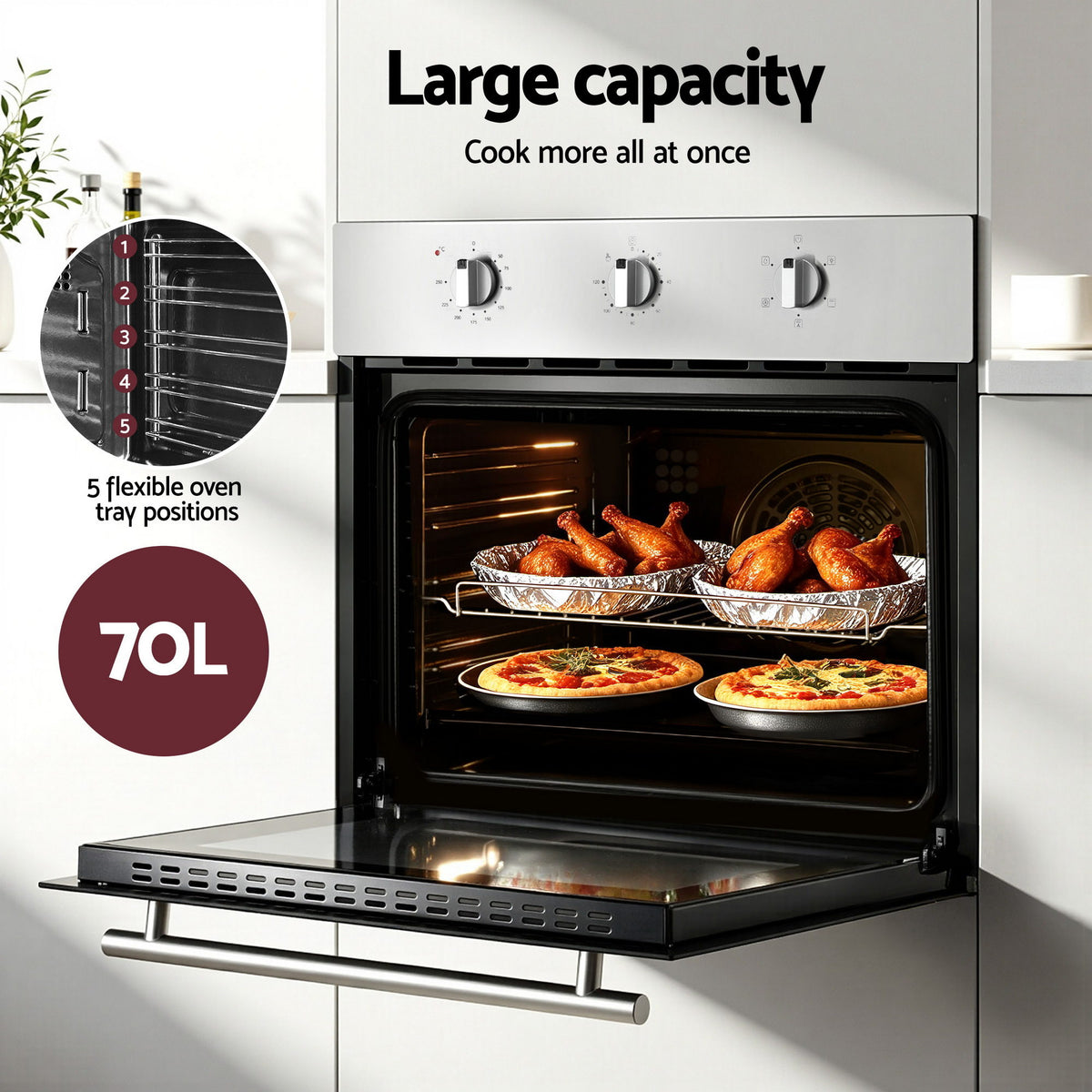 60cm Electric Built-In Wall Oven | 70L Capacity | Stainless Steel