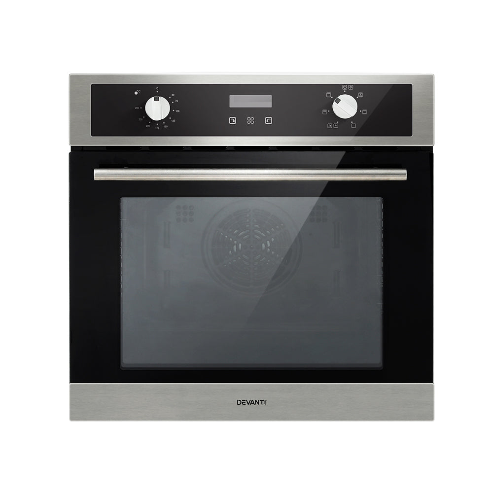 Devanti Electric Built-In Wall Oven | 80L | Convection Grill Ovens | Stainless Steel