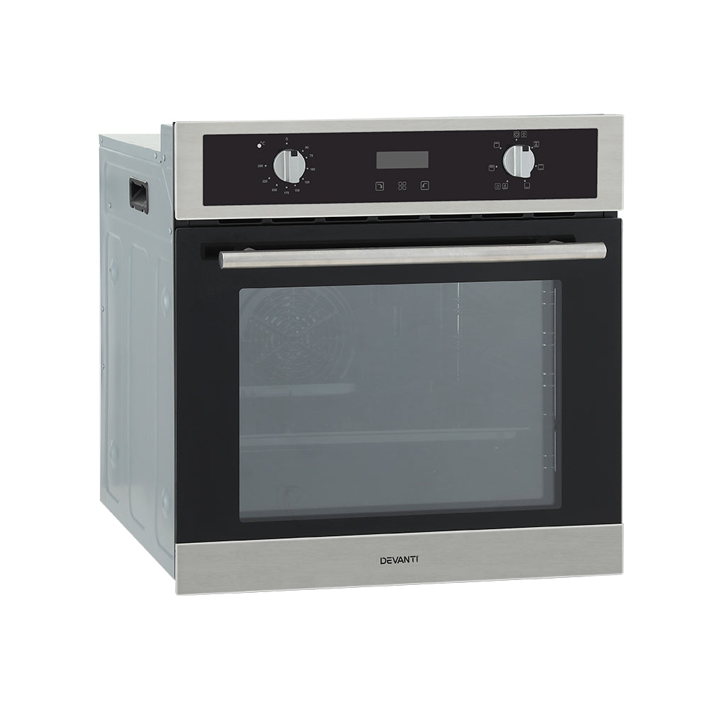 Devanti Electric Built-In Wall Oven | 80L | Convection Grill Ovens | Stainless Steel
