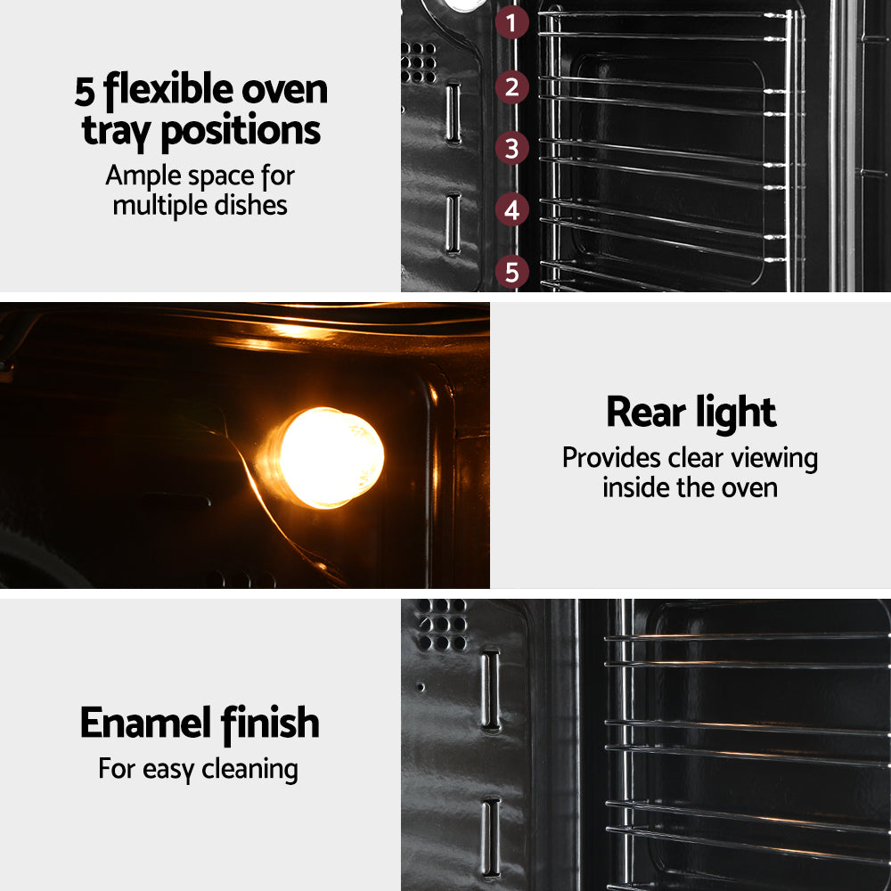 Devanti Electric Built-In Wall Oven | 80L | Convection Grill Ovens | Stainless Steel