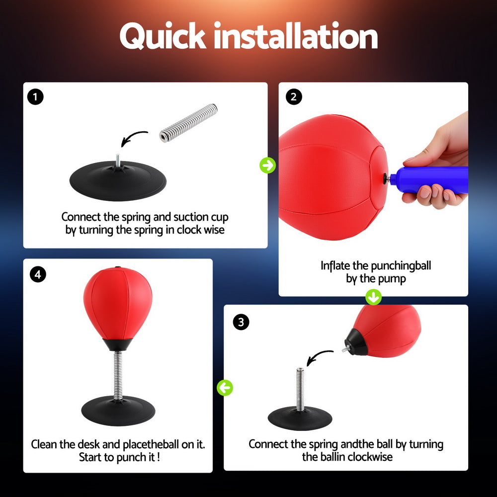 Desktop Punching Bag Stand Set | Swivel Speed Balls with Pump | Boxing Training Equipment