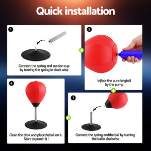 Desktop Punching Bag Stand Set | Swivel Speed Balls with Pump | Boxing Training Equipment