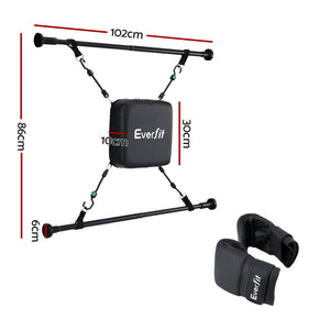 Doorway Punching Bag | Adjustable Boxing Target | Gloves Included | Black