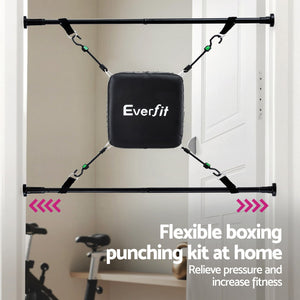 Doorway Punching Bag | Adjustable Boxing Target | Gloves Included | Black