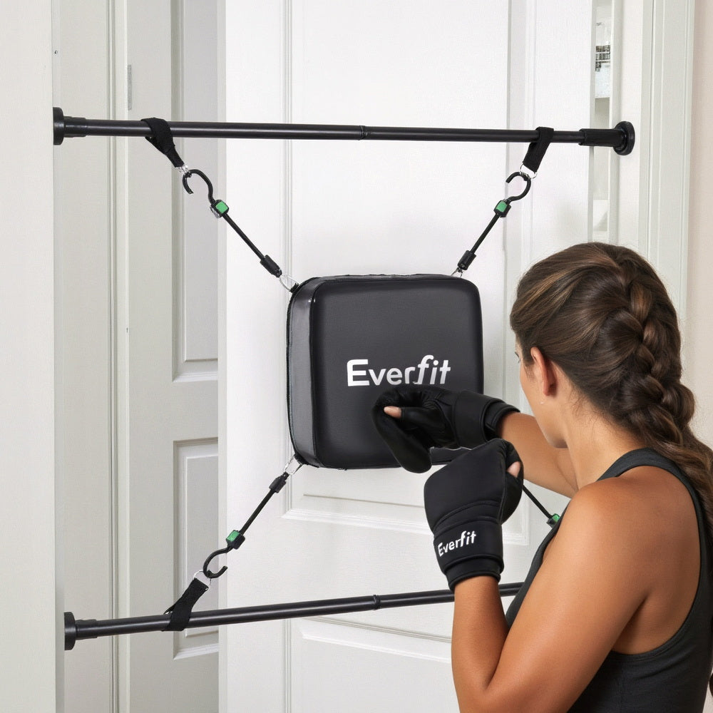 Doorway Punching Bag | Adjustable Boxing Target | Gloves Included | Black