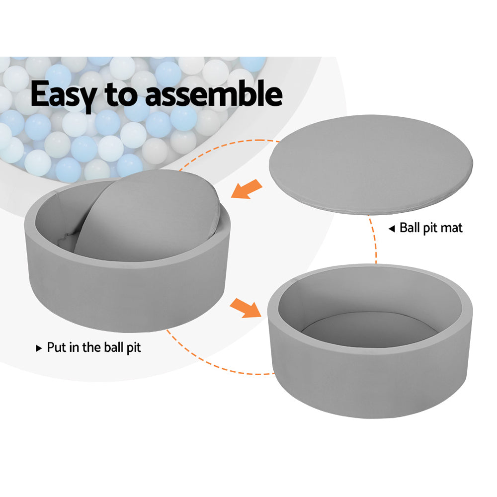 Ball Pit | 90x30cm | Ocean Foam Play Pool Barrier | Grey