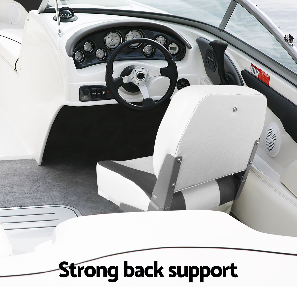 Folding Boat Seats with Pedestals 2 Pack | Low Back | 34–46cm Adjustable | Charcoal