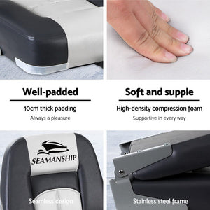 Seamanship Folding Boat Seats | 2PCS Marine Swivel Seats | Low Back | 10cm Padding | Grey