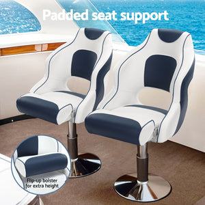 Seamanship Captain Bucket Boat Seat | Flip-Up Bolster with 15cm Swivel Padding | Blue