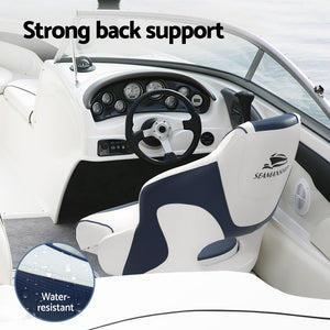 Seamanship Captain Bucket Boat Seat | Flip-Up Bolster with 15cm Swivel Padding | Blue