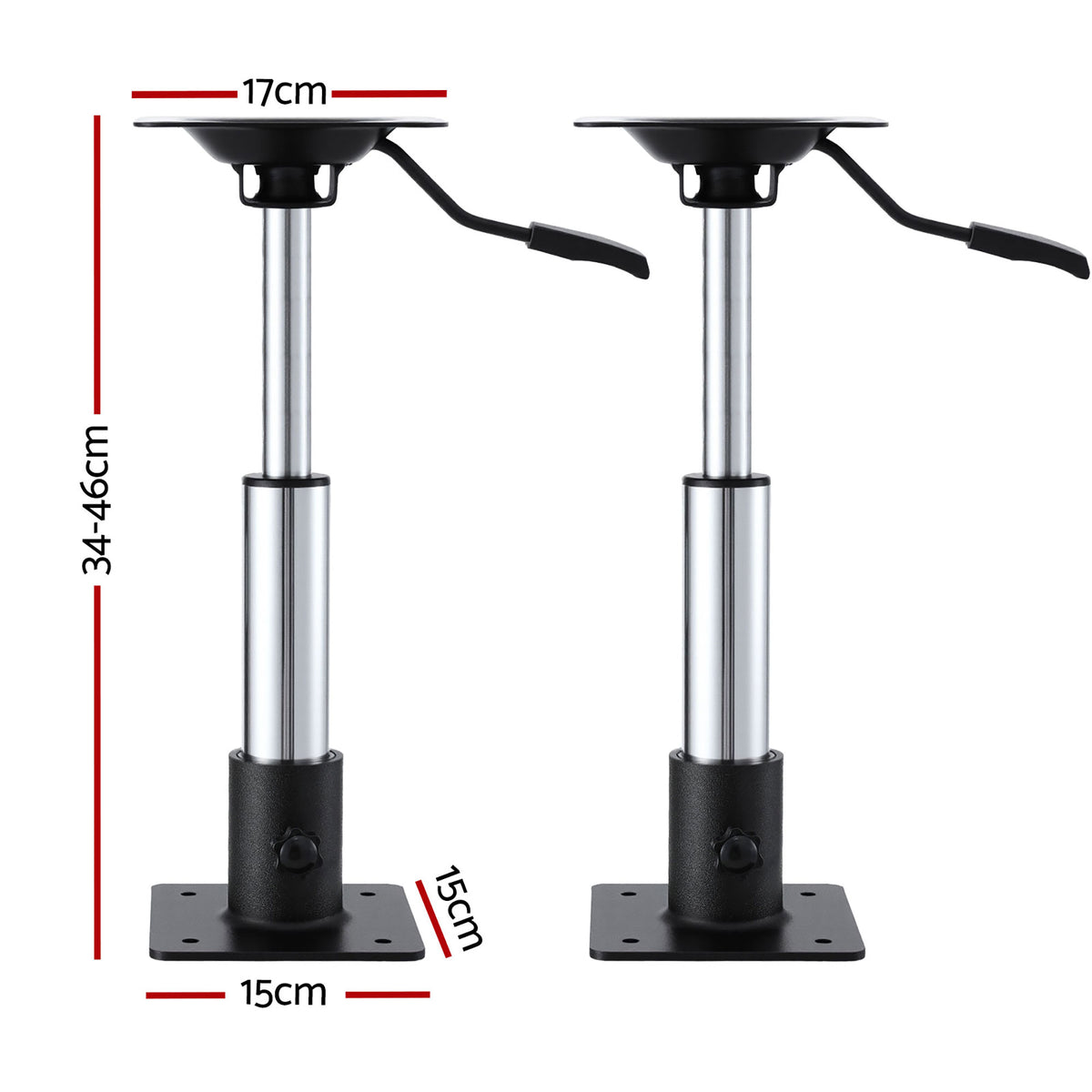 Boat Seat Pedestal 2 Pack | 34–46cm Adjustable | Gas Lift | 360° Swivel