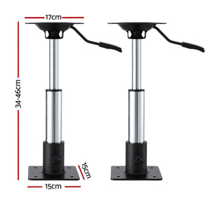 Boat Seat Pedestal 2 Pack | 34–46cm Adjustable | Gas Lift | 360° Swivel