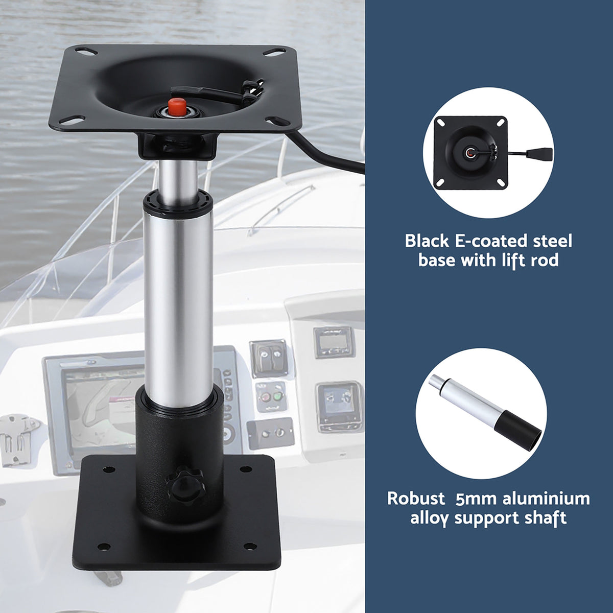 Boat Seat Pedestal 2 Pack | 34–46cm Adjustable | Gas Lift | 360° Swivel
