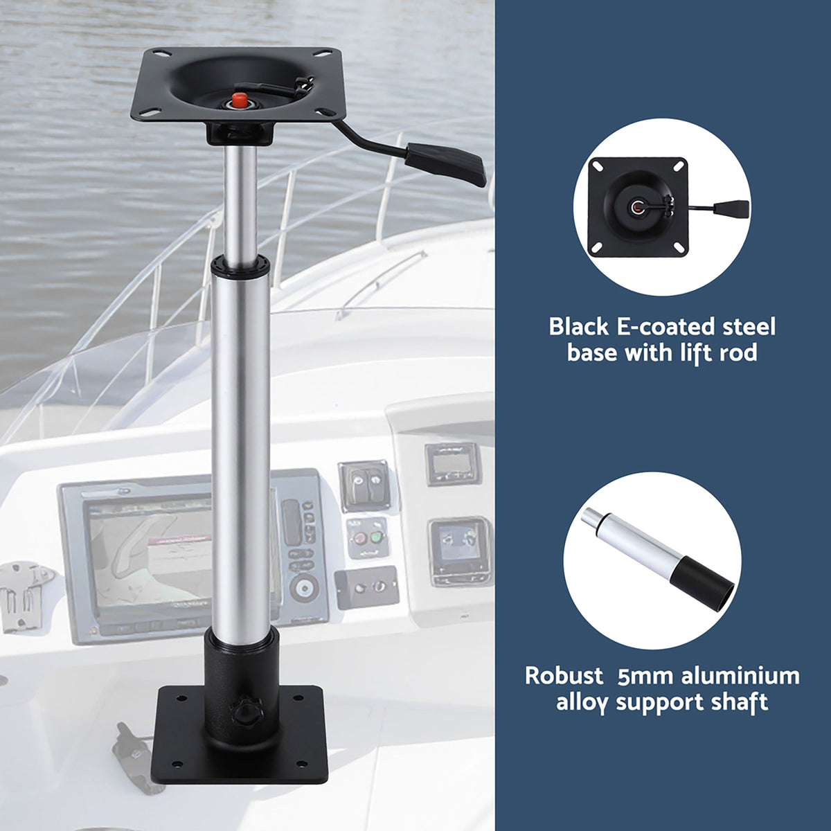 Boat Seat Pedestal 2 Pack | 55–75cm Adjustable | Gas Lift | 360° Swivel