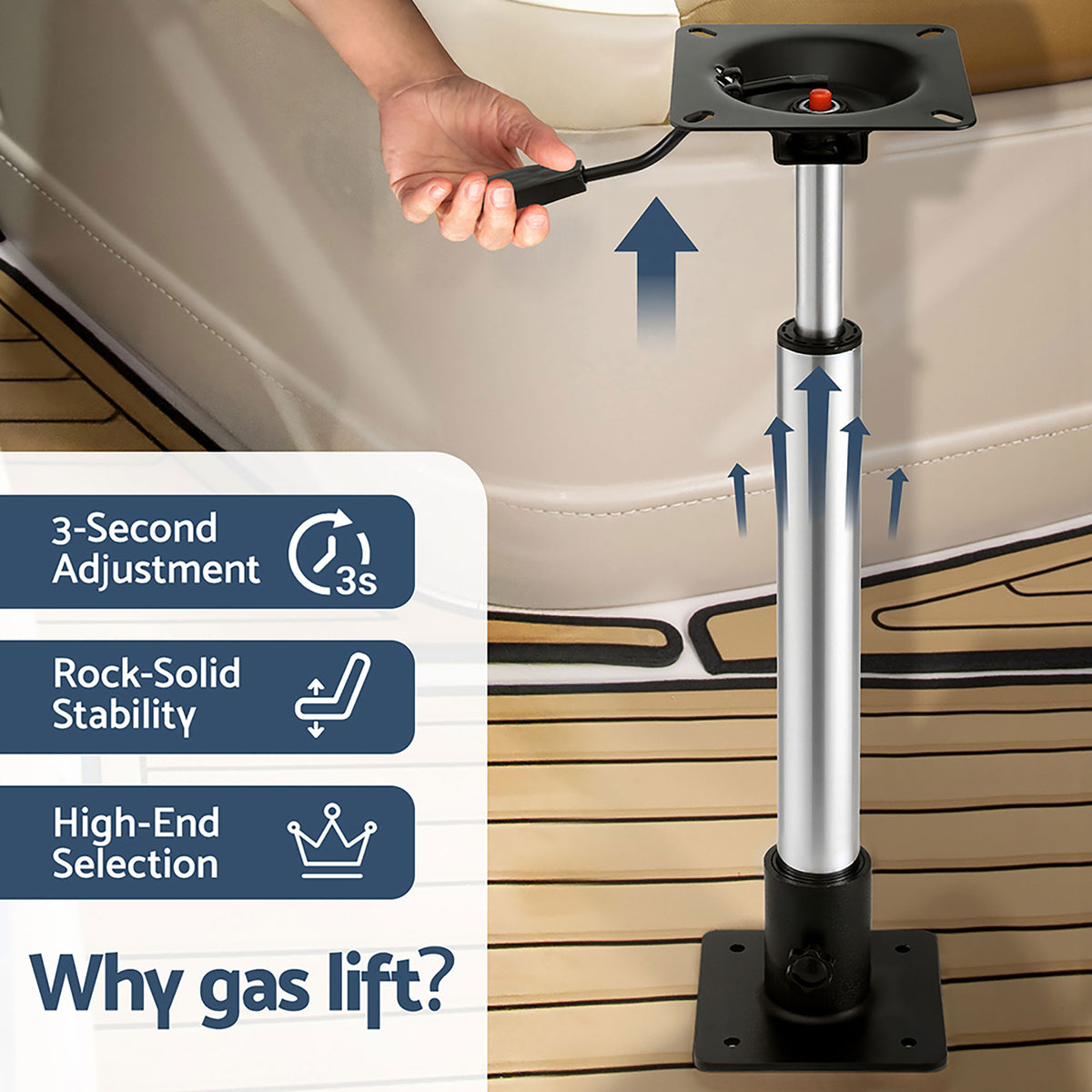 Boat Seat Pedestal 2 Pack | 55–75cm Adjustable | Gas Lift | 360° Swivel