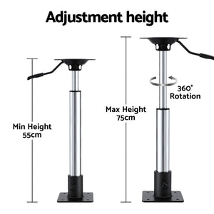 Boat Seat Pedestal 2 Pack | 55–75cm Adjustable | Gas Lift | 360° Swivel