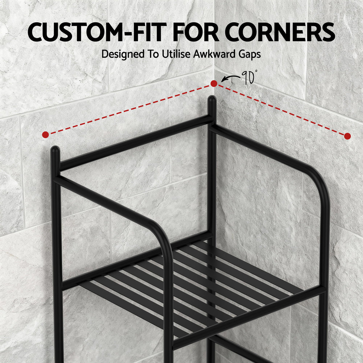 Corner Shower Caddy | 5 Tier | Floor Standing Bathroom Organiser | Black