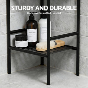 Corner Shower Caddy | 5 Tier | Floor Standing Bathroom Organiser | Black