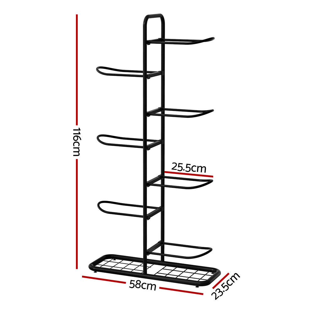 Ball Storage Rack 7-Tier | Sports Equipment Organiser | Garage & Gym Holder | Black