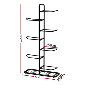Ball Storage Rack 7-Tier | Sports Equipment Organiser | Garage & Gym Holder | Black
