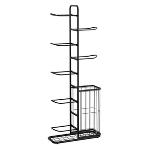 Ball Storage Rack 7-Tier | Sports Equipment Organiser with Basket | Garage & Gym | Black