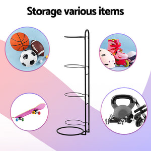 Ball Storage Rack 4-Tier | Sports Equipment Holder | Garage & Gym Organiser | Black