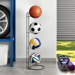 Ball Storage Rack 4-Tier | Sports Equipment Holder | Garage & Gym Organiser | Black